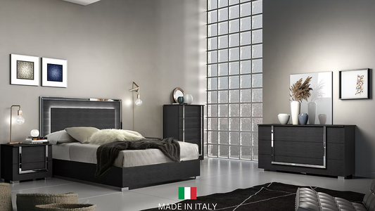 Antonella Collection (Black) Italian Bedroom Set Queen 5 Pc