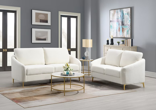 Lila Sofa and Loveseat White