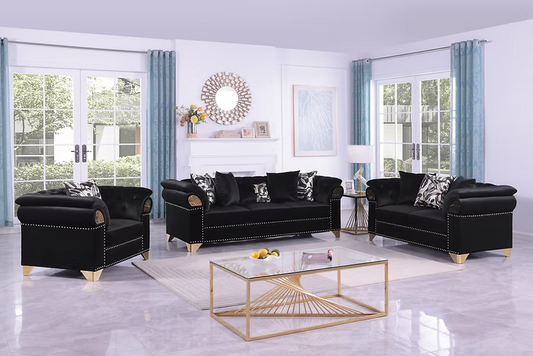 Emma Sofa-Loveseat-Chair Set Black