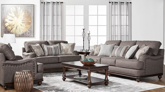 Driftwood Sofa-Loveseat Set Wood Trim