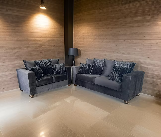 Rivera Sofa and Loveseat Black