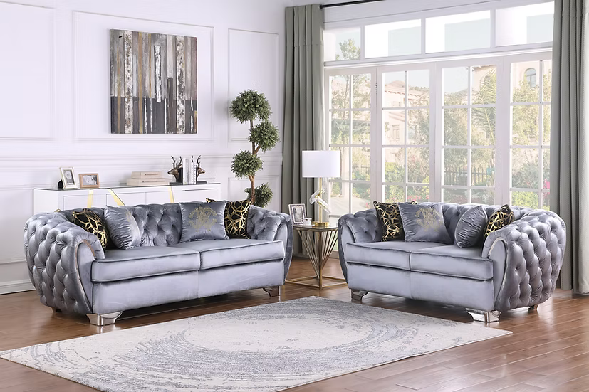 Mila Sofa-Loveseat Set White