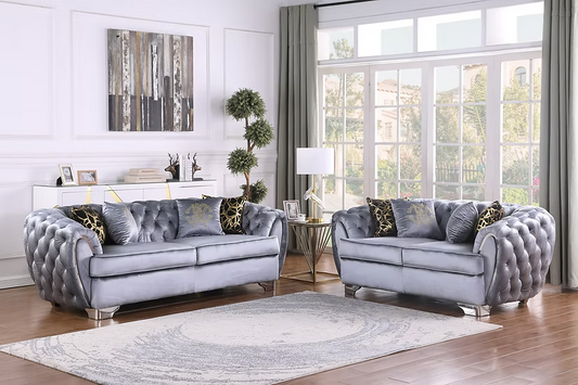 Mila Sofa-Loveseat Set White