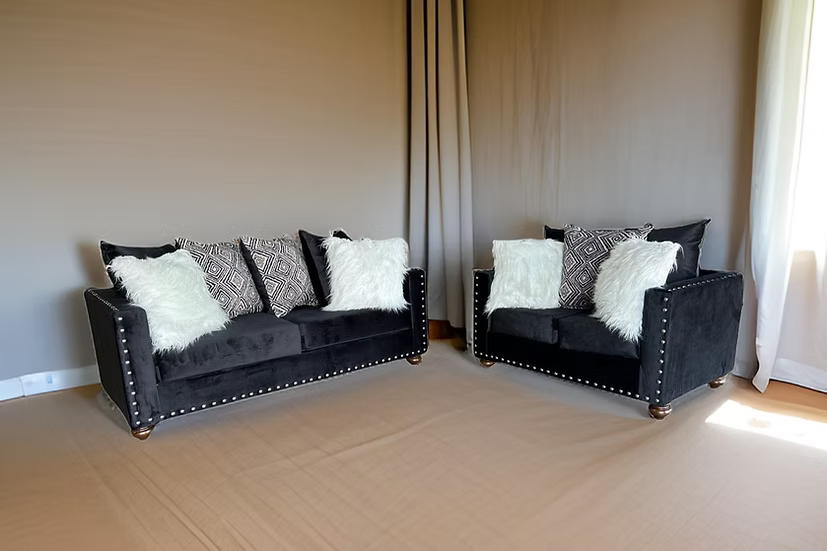 S315 Silver Sofa and Loveseat Black