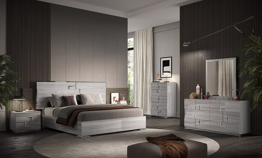 Infinity Collection (Grey) Italian Bedroom Set King 4 Pc