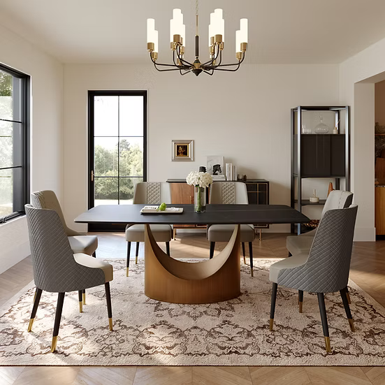 Lexi Table (Matte Sintered Stone) Set 7 Pc Black