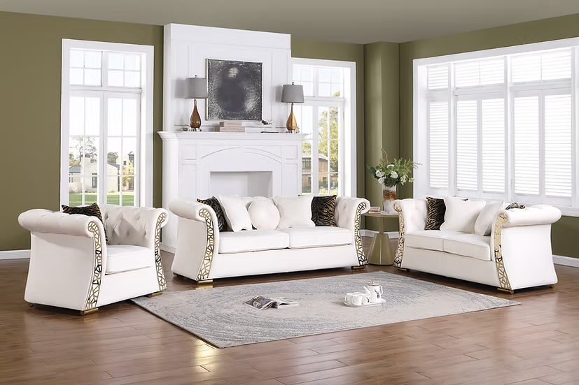 Curamu Sofa-Loveseat-Chair Set Cream