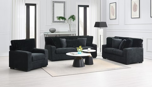 Tara Sofa/Loveseat/Chair Set Grey Black