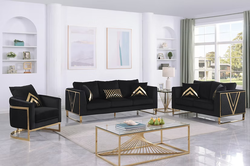 Vista Bonita Sofa-Loveseat-Chair Set Black
