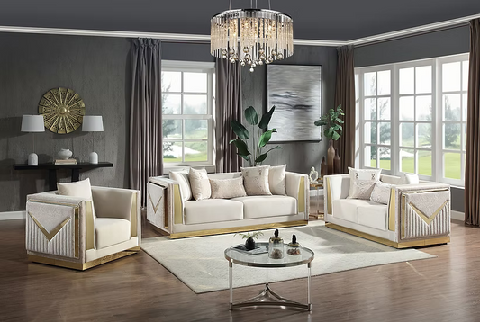 Monaco Sofa-Loveseat Set Cream