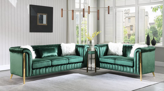 Fara Sofa-Loveseat Set Green