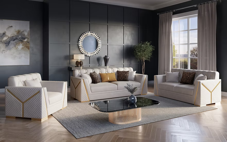 Helina Sofa/Loveseat Set Off White