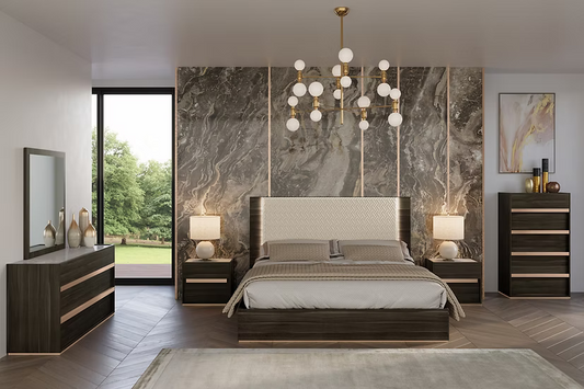 Christine Collection (Oak) Italian Bedroom Set King 4 Pc