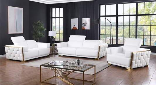 Hexor MI-1245 Sofa-Loveseat-Chair Set White
