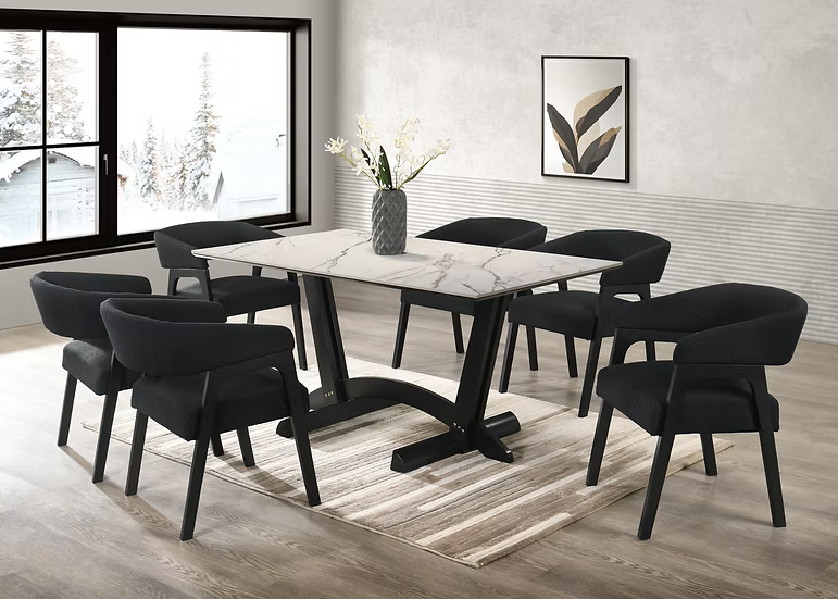 Nava Dining Set White 7 Pc