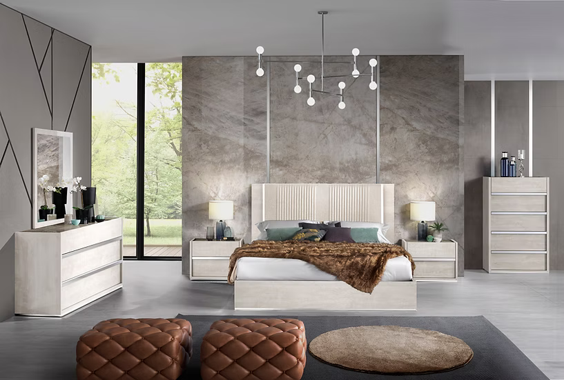 Christine Collection (Beige) Bedroom Set King 4 Pc