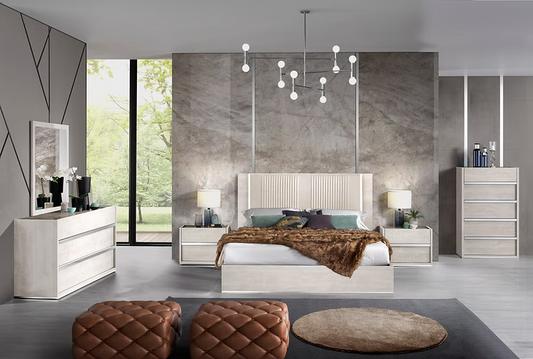 Christine Collection (Beige) Bedroom Set Queen 4 Pc