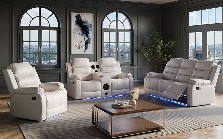 Marisol 2 pcs Reclining Sofa & Loveseat White