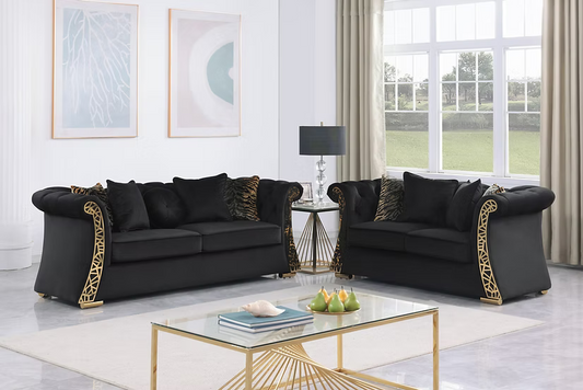Curamu Sofa-Loveseat Set Black