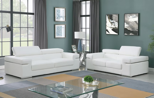 Soho Italian Leather Sofa-Loveseat White