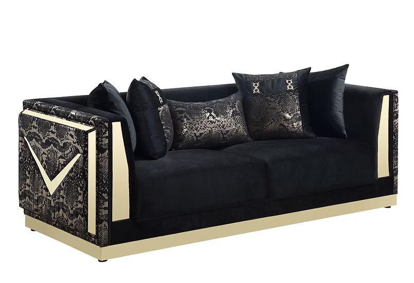 Monaco Sofa-Loveseat-Chair Set Blac