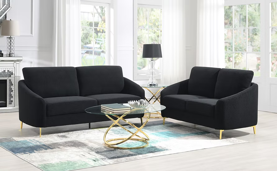 Lila Sofa and Loveseat Black