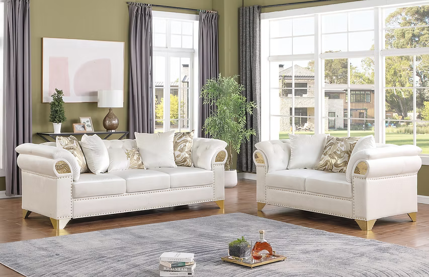 Emma Sofa-Loveseat-Chair Set Cream