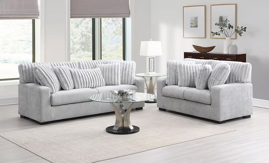 Tara Sofa/Loveseat/Chair Set Grey
