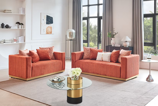 Alisha Sofa-Loveseat Set Rust