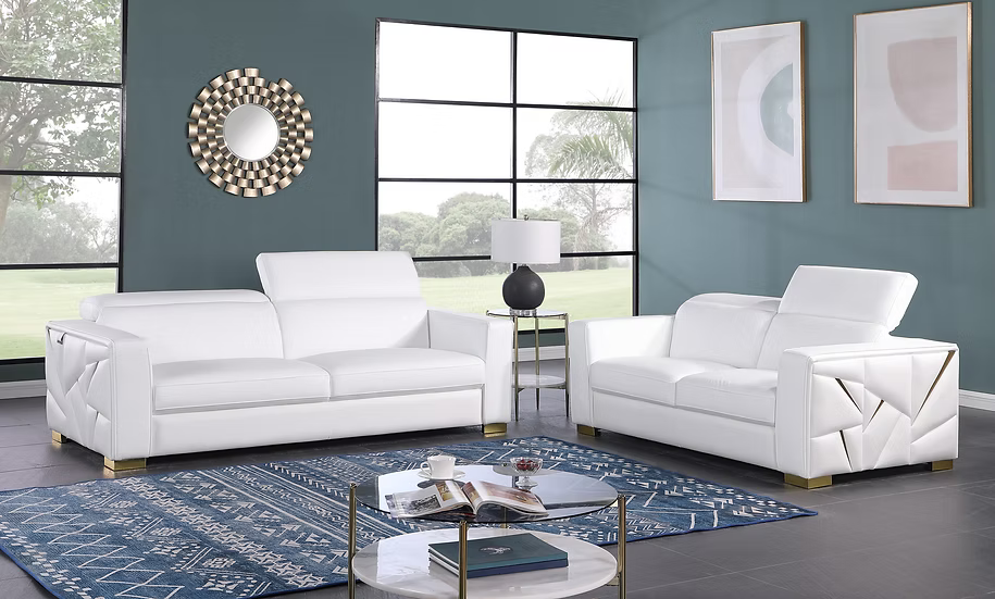 Astra Mi-1240 Sofa-Loveseat Set White