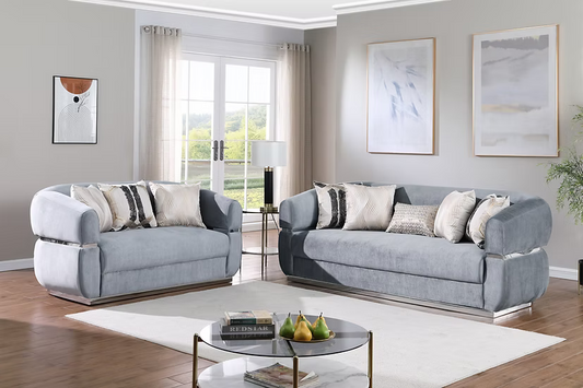 Carmela Sofa-Loveseat Set Gray