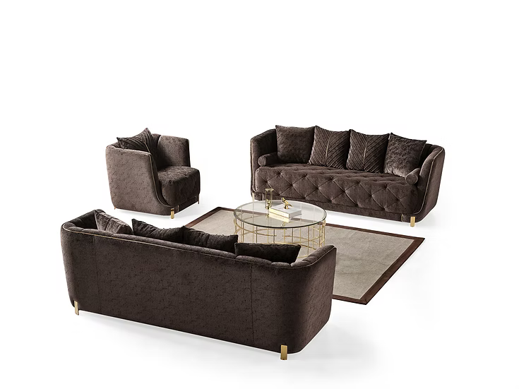 Elite Sofa-Loveseat Set Brown