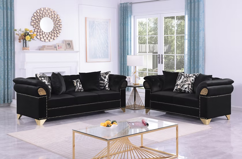 Emma Sofa-Loveseat-Chair Set Black