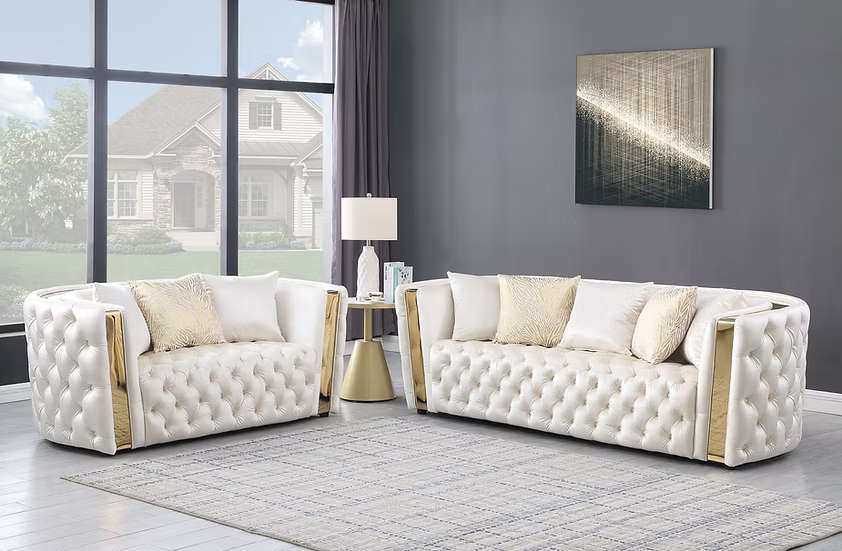 Roka Sofa-Loveseat-Chair Set White