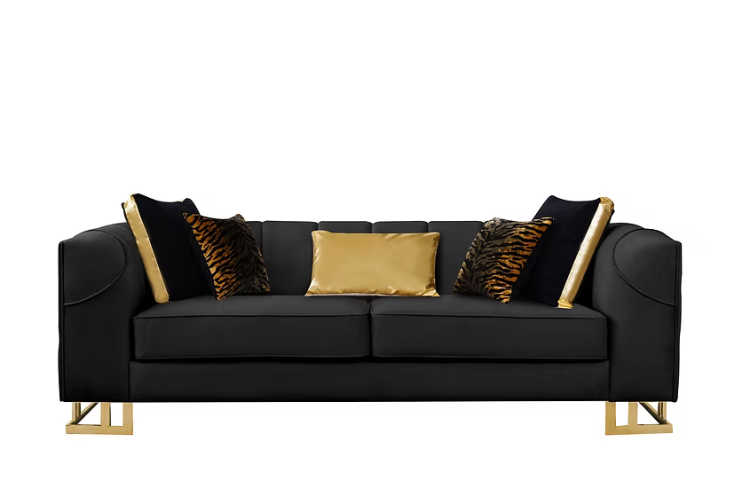 Designer Sofa-Loveseat Set Black