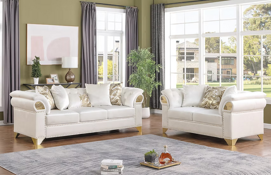 Emma Sofa-Loveseat Set Cream