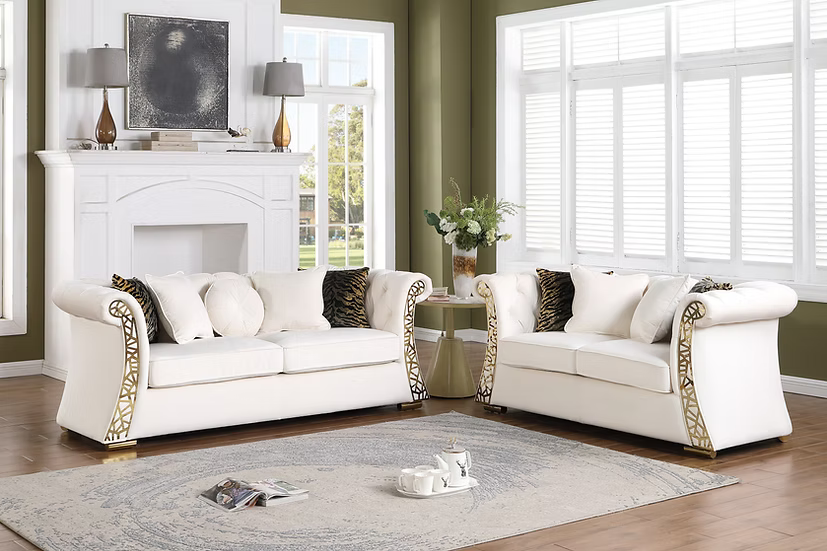 Curamu Sofa-Loveseat-Chair Set Cream