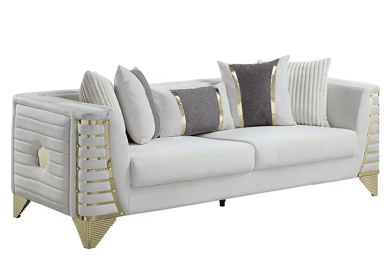 Denovan Sofa-Loveseat-Chair Set Cream