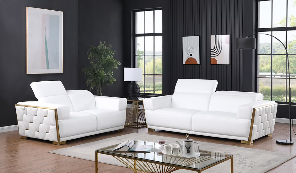 Hexor MI-1245 Sofa-Loveseat-Chair Set White