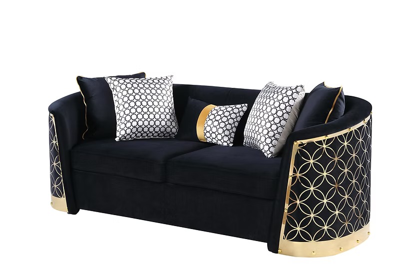 Athena Sofa and Loveseat Set Black