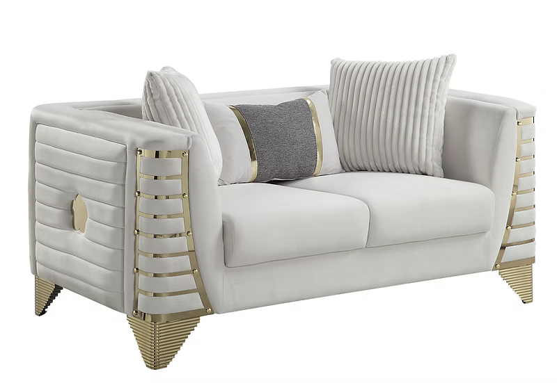 Denovan Sofa-Loveseat-Chair Set Cream