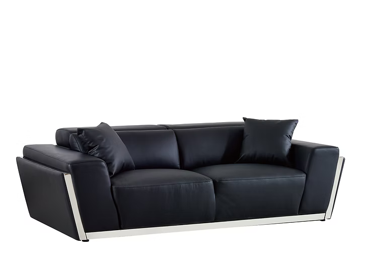 Domo Italian leather Sofa-Loveseat Set Black