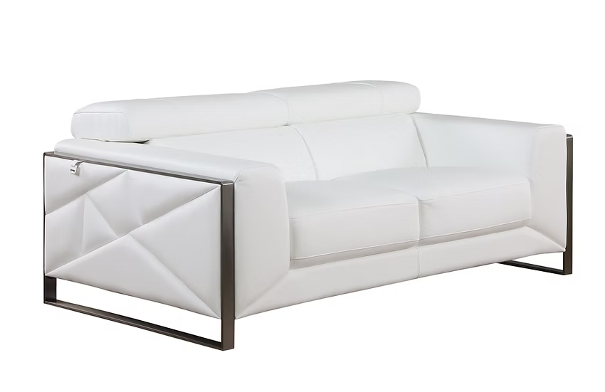 Giorrgio Italian Leather Sofa-Loveseat Set White
