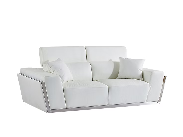 Domo Italian leather Sofa-Loveseat Set White