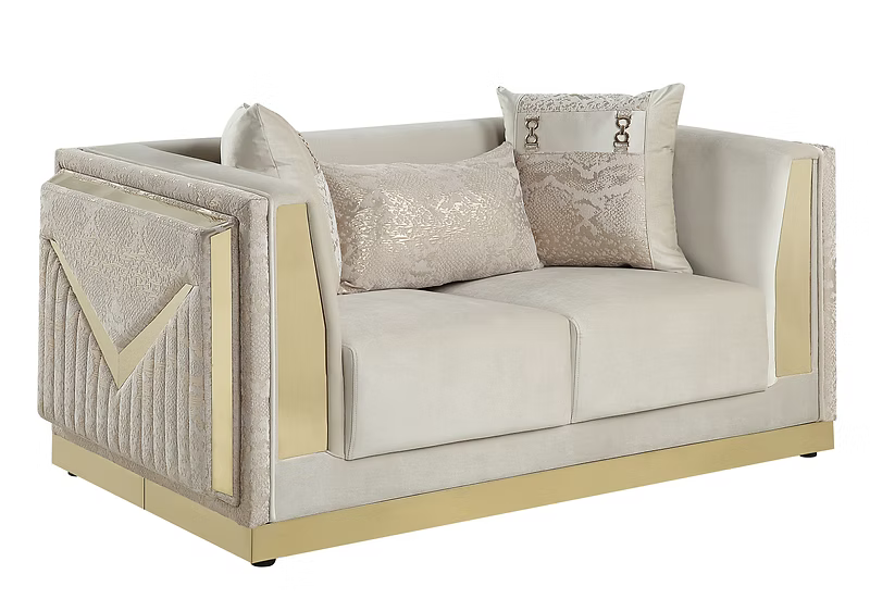 Monaco Sofa-Loveseat-Chair Set Cream