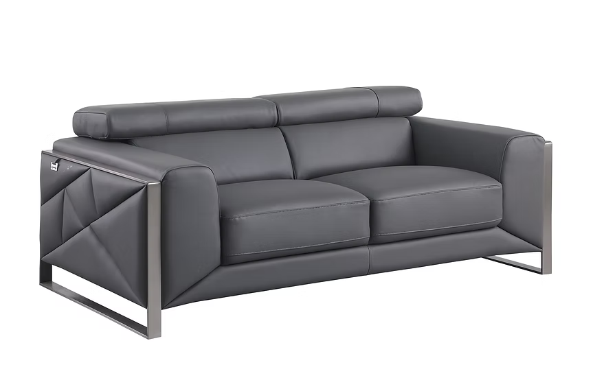 Giorrgio Italian Leather Sofa-Loveseat-Chair Set Grey