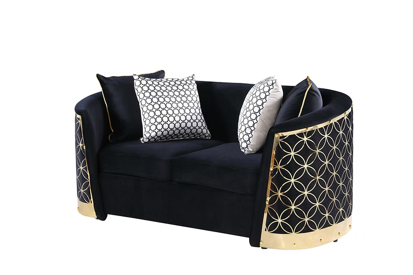 Athena Sofa and Loveseat Set Black