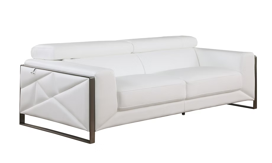 Giorrgio Italian Leather Sofa-Loveseat-Chair Set White