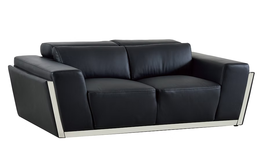 Domo Italian leather Sofa-Loveseat Set Black