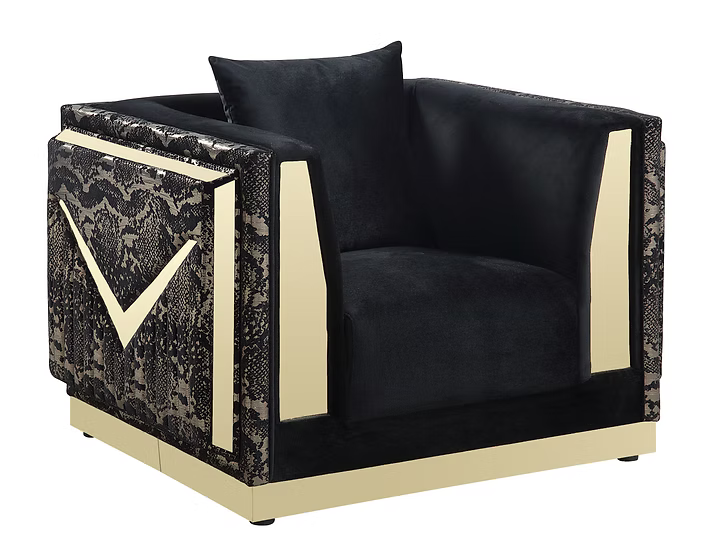 Monaco Sofa-Loveseat-Chair Set Blac
